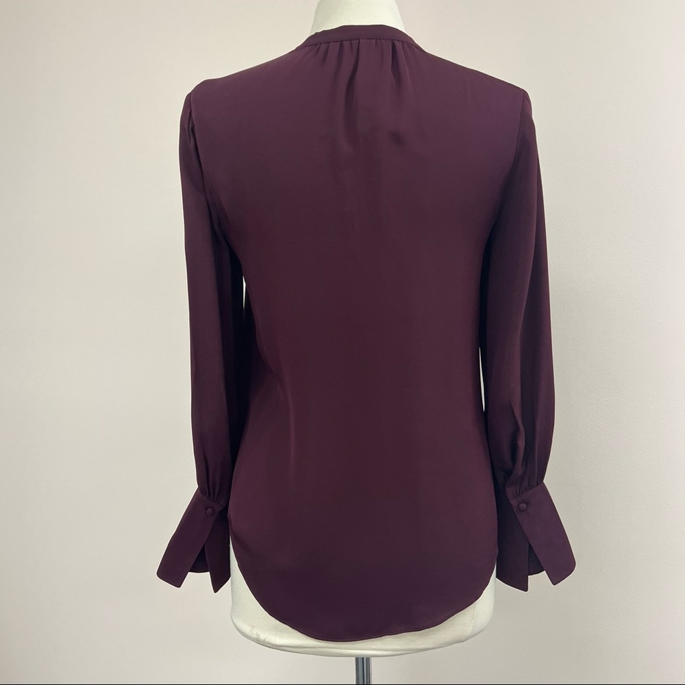 Joie Silk Tariana Button Down Blouse in Burgundy - Picture 4 of 8